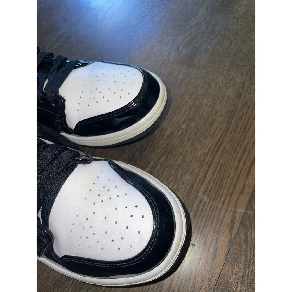 Nike Air Jordan 1 Sneakers Shoes Mid Patent Black White Gold 852542-007